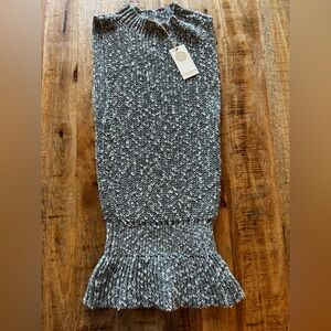 Ramy Brook Gray white Gia mock neck sleeveless sweater Knit tank peplum top NWT